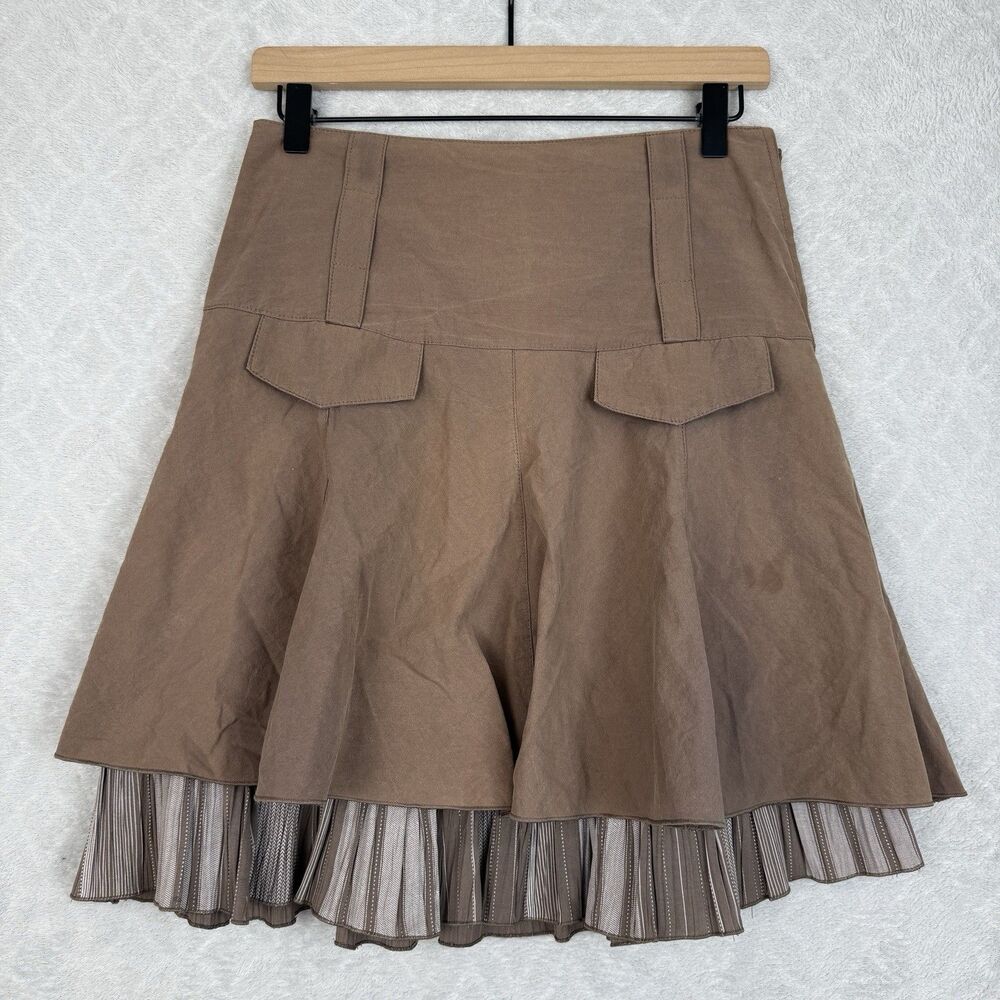 Vtg Cache Cache Skirt 38/M Brown Layered Pleated Euro Schoolgirl Academia Retro